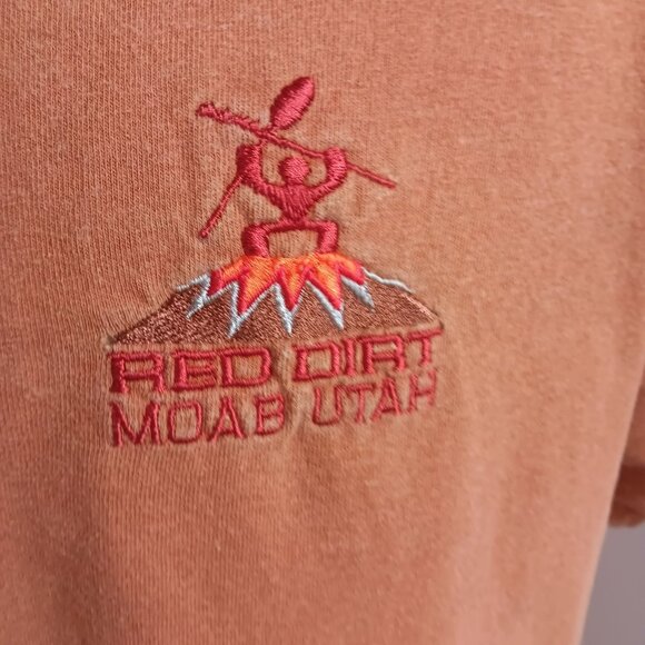 Men's Vtg 90's Red Dirt Moab Utah Embroidered Polo Shirt XL Gildan Cotton - Picture 3 of 6